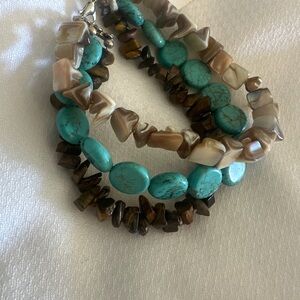 Turquoise and Brown Beaded Bracelet Set